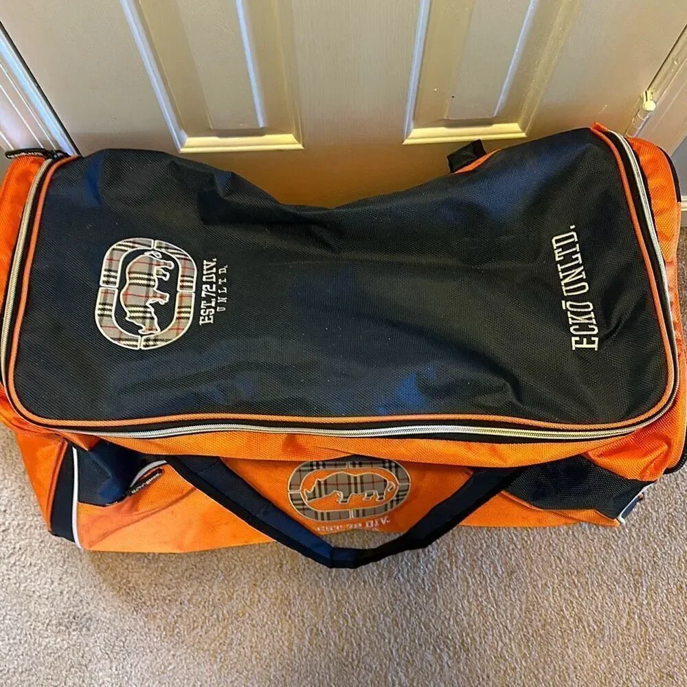 Ecko Unltd. Ecko Unlimited Orange Blue 28-inch Large Rolling Duffel‎ Bag